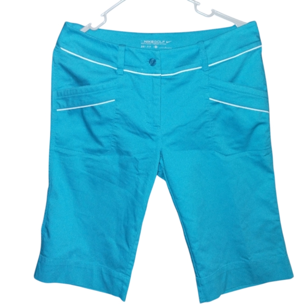 NikeGolf dri fit shorts,great condition, turquoise, cotton poly spandex